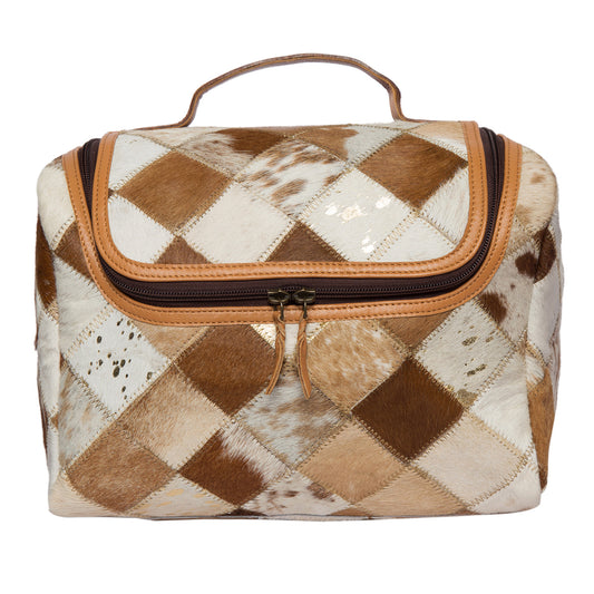 Patchwork Cowhide Toiletry Bag