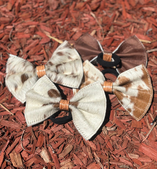 Cowhide Bow Hair Tie