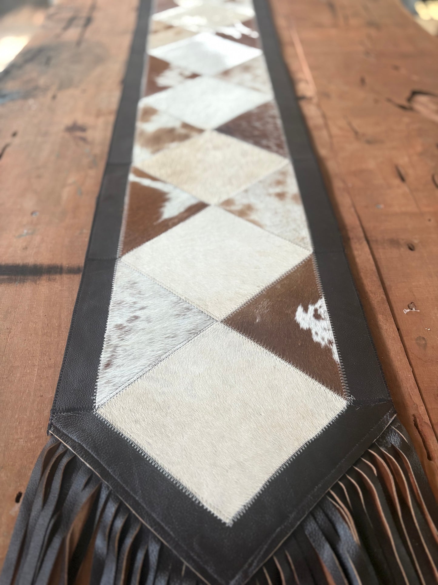 Diamond Cowhide Table Runner