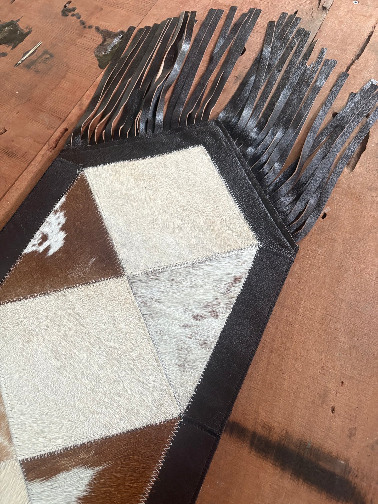 Diamond Cowhide Table Runner