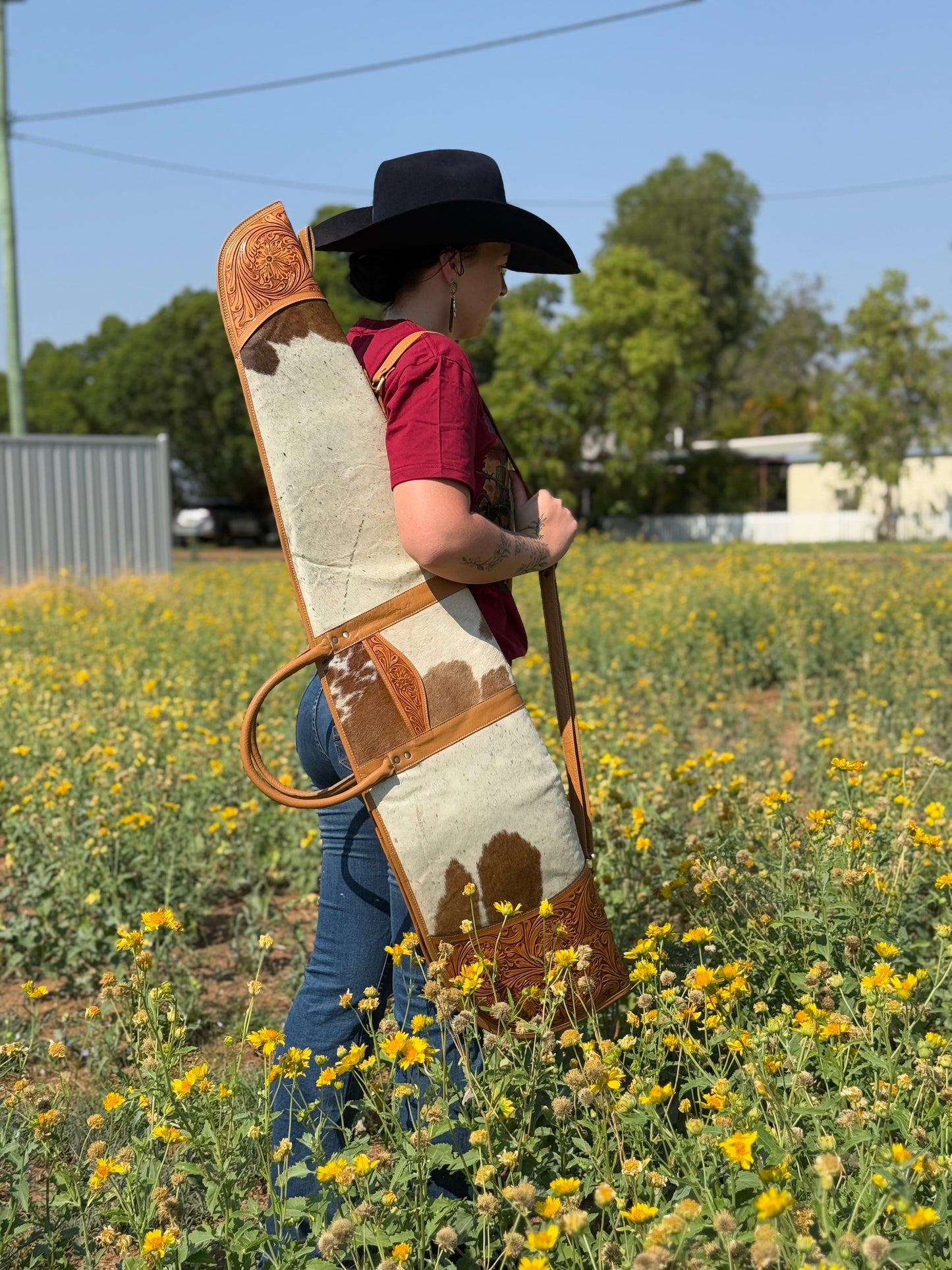 Large Tooled Leather Rifle Case