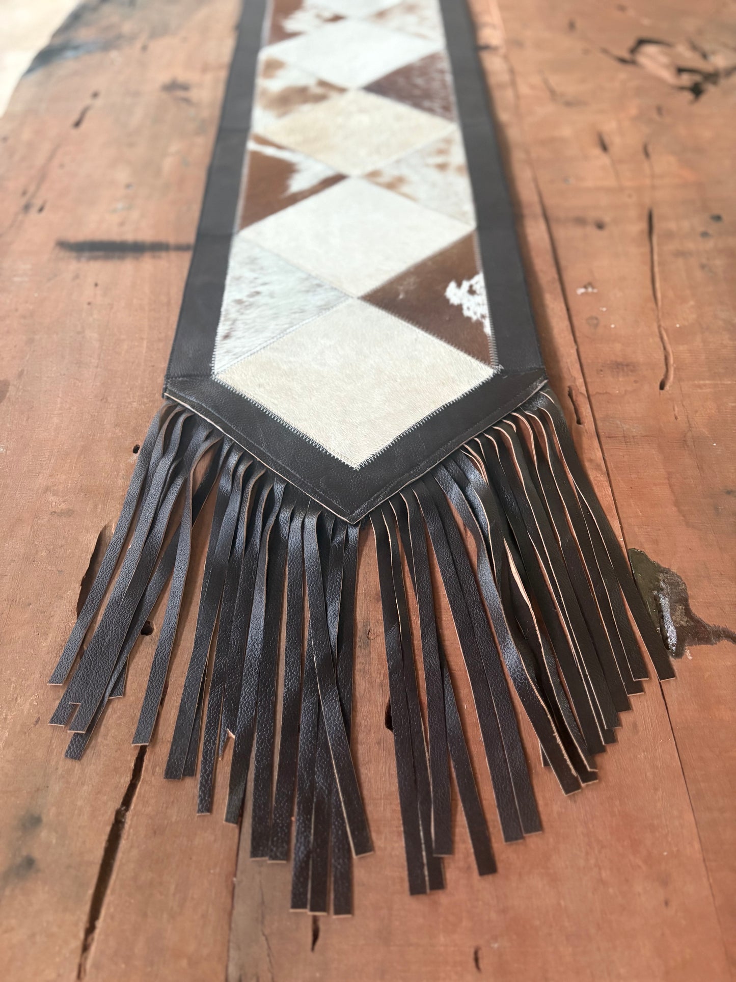 Diamond Cowhide Table Runner