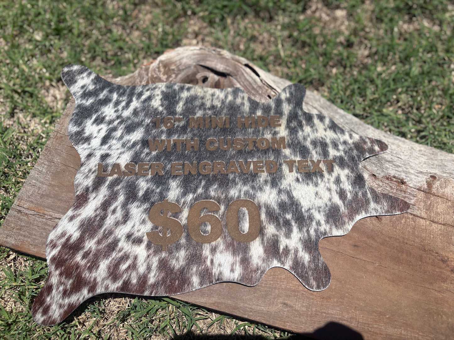 Custom Mini Cowhide (Laser Engraved & Cut)