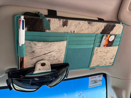 Cowhide Sun Visor Organiser