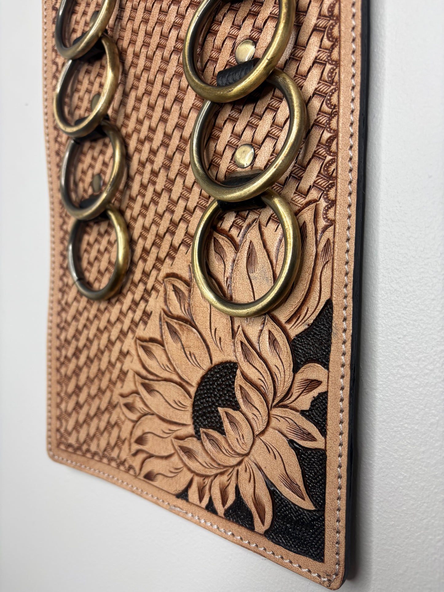 Midnight Sunflower Western 10-Ring Scarf Holder