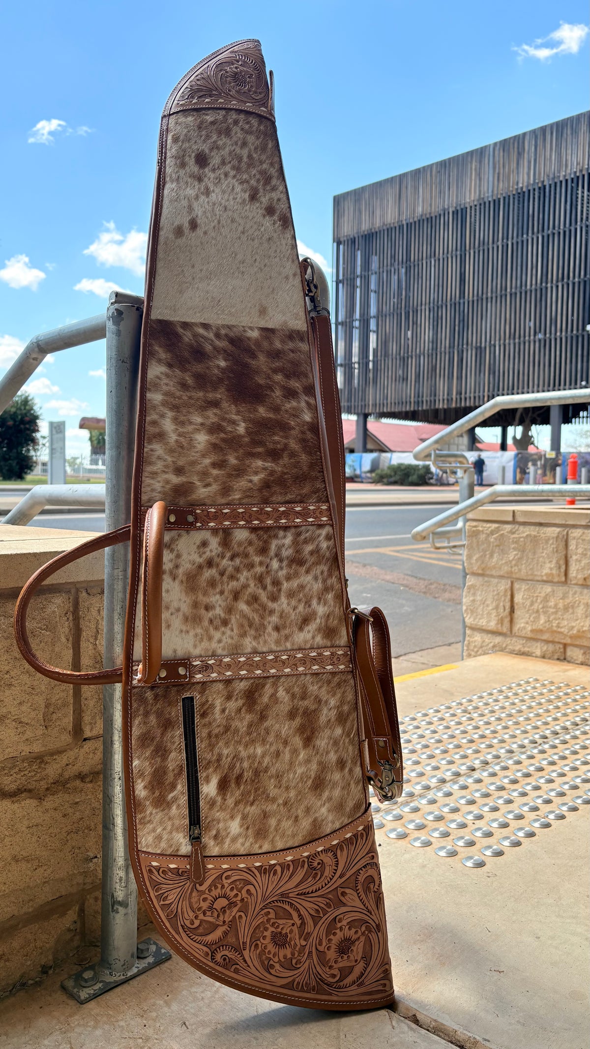 Tooled Leather & Cowhide Rifle Case