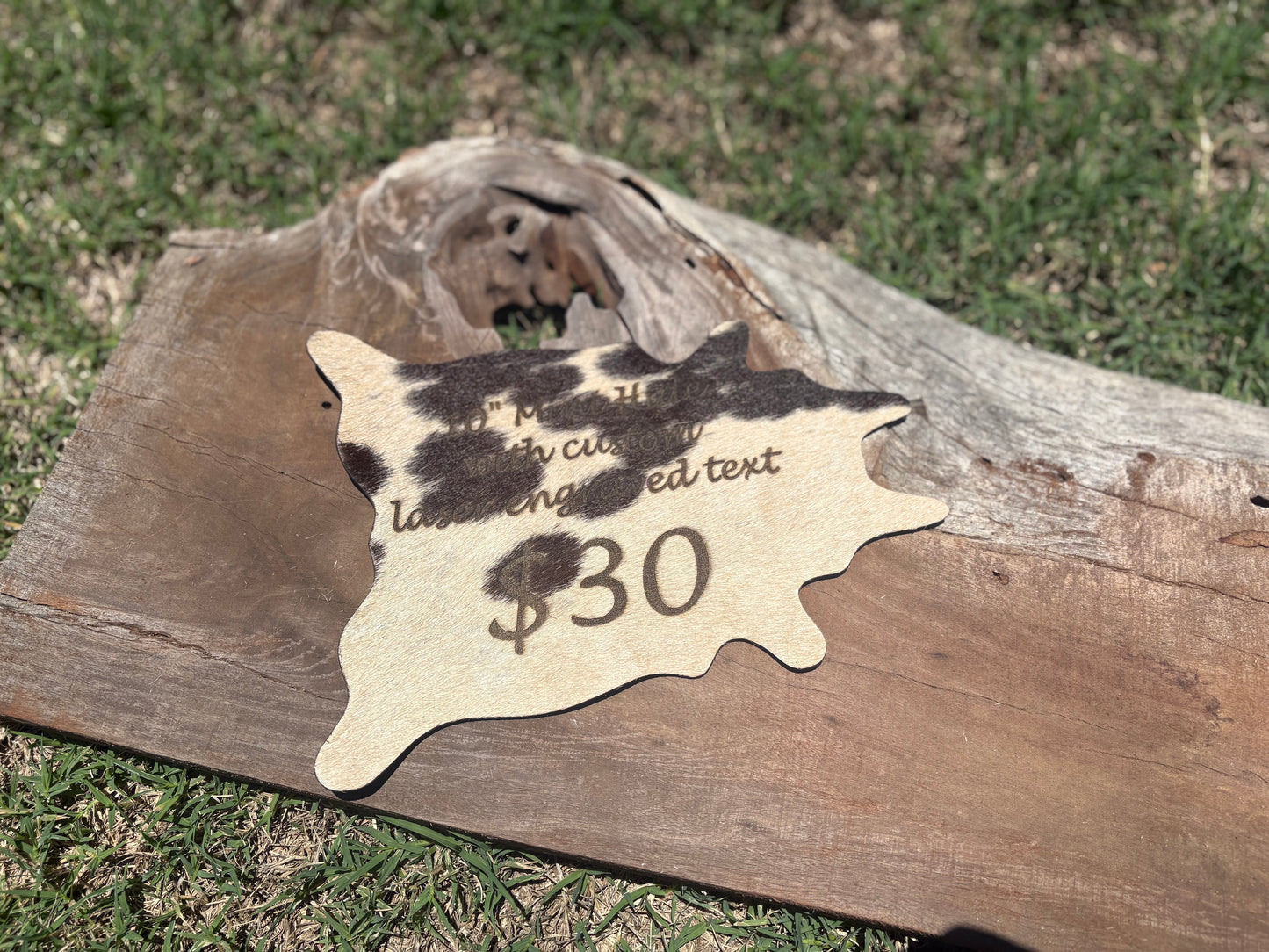 Custom Mini Cowhide (Laser Engraved & Cut)