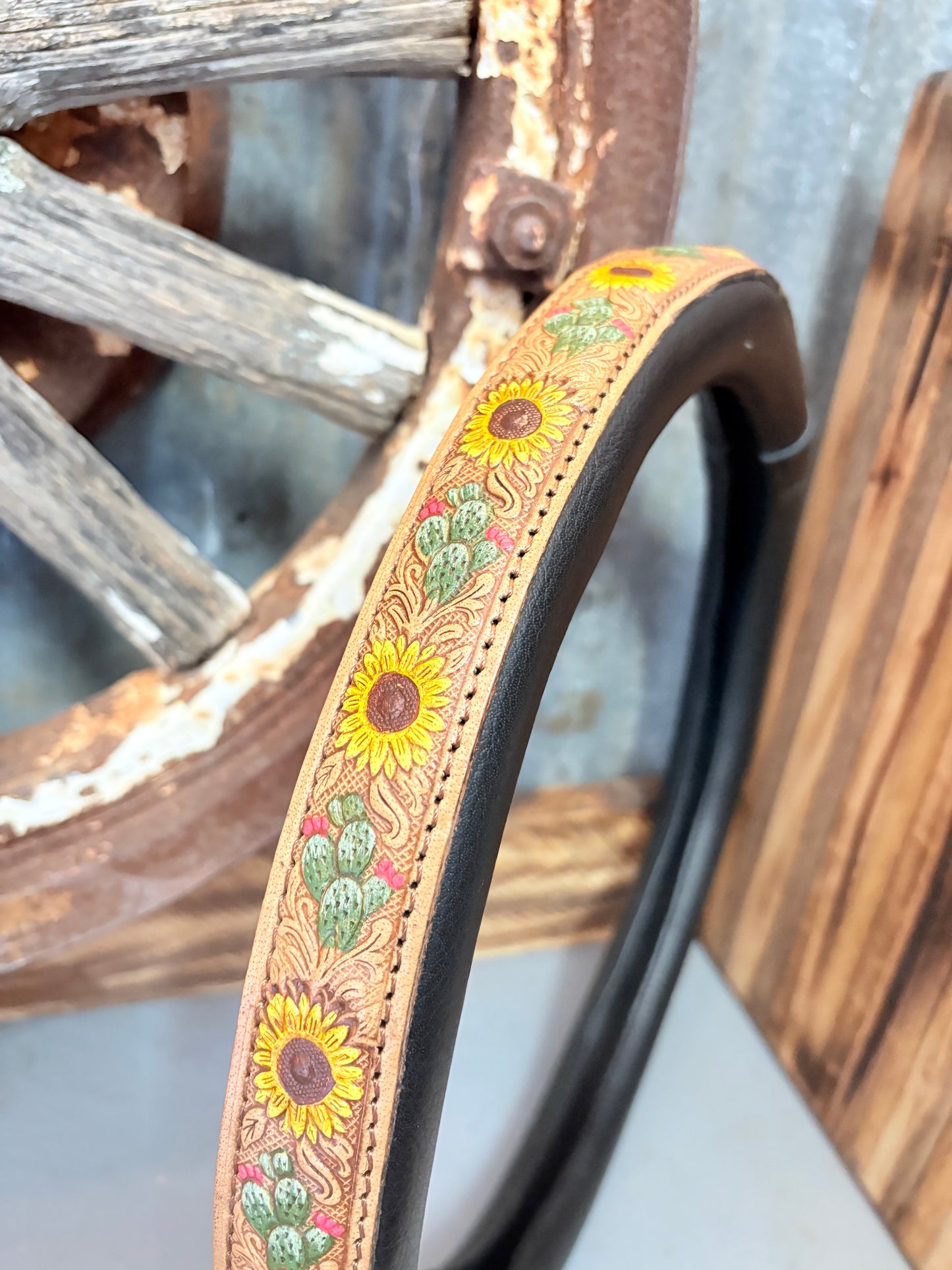 15” Tooled Leather Steering Wheel Covers