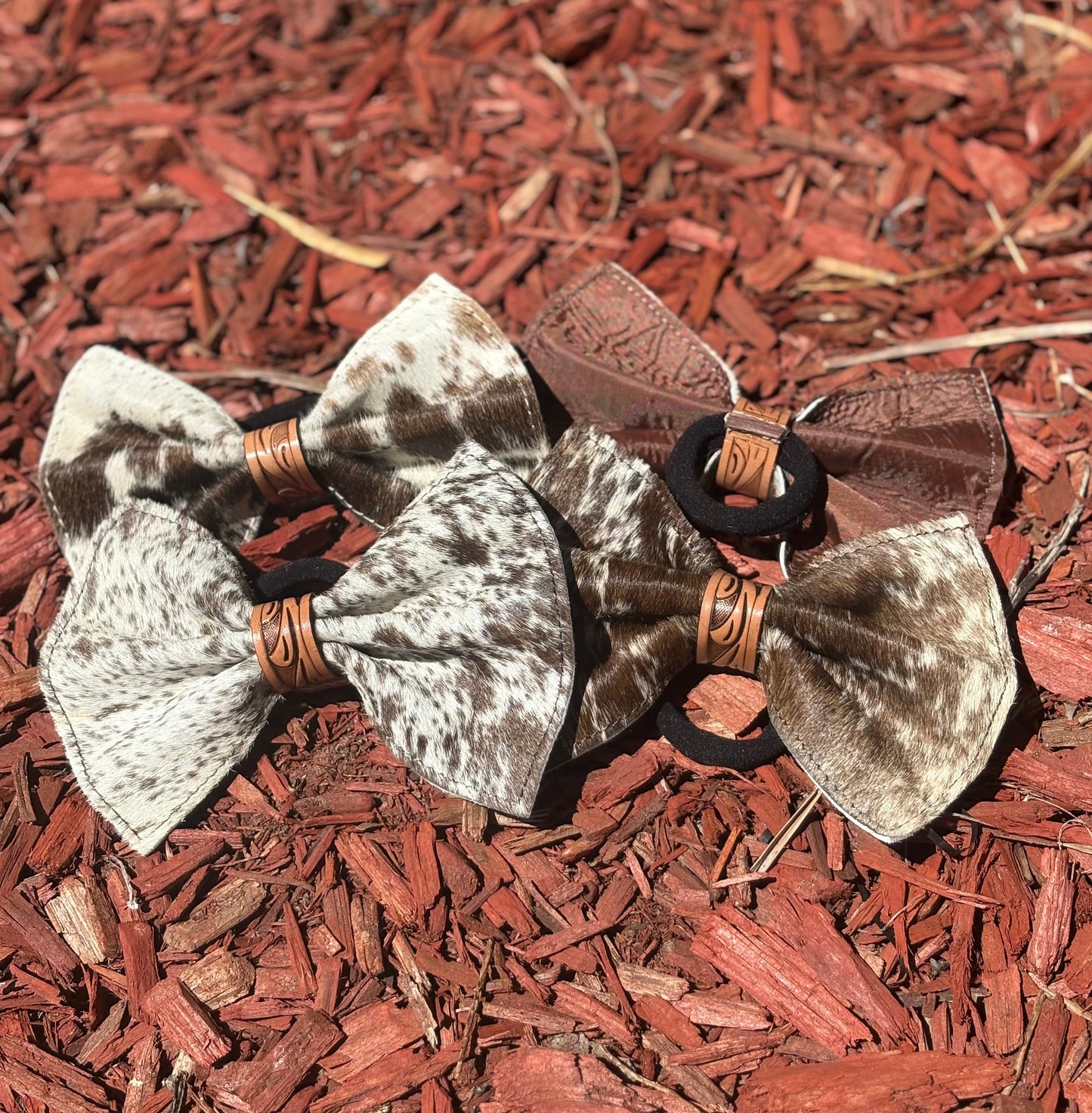 Cowhide Bow Hair Tie