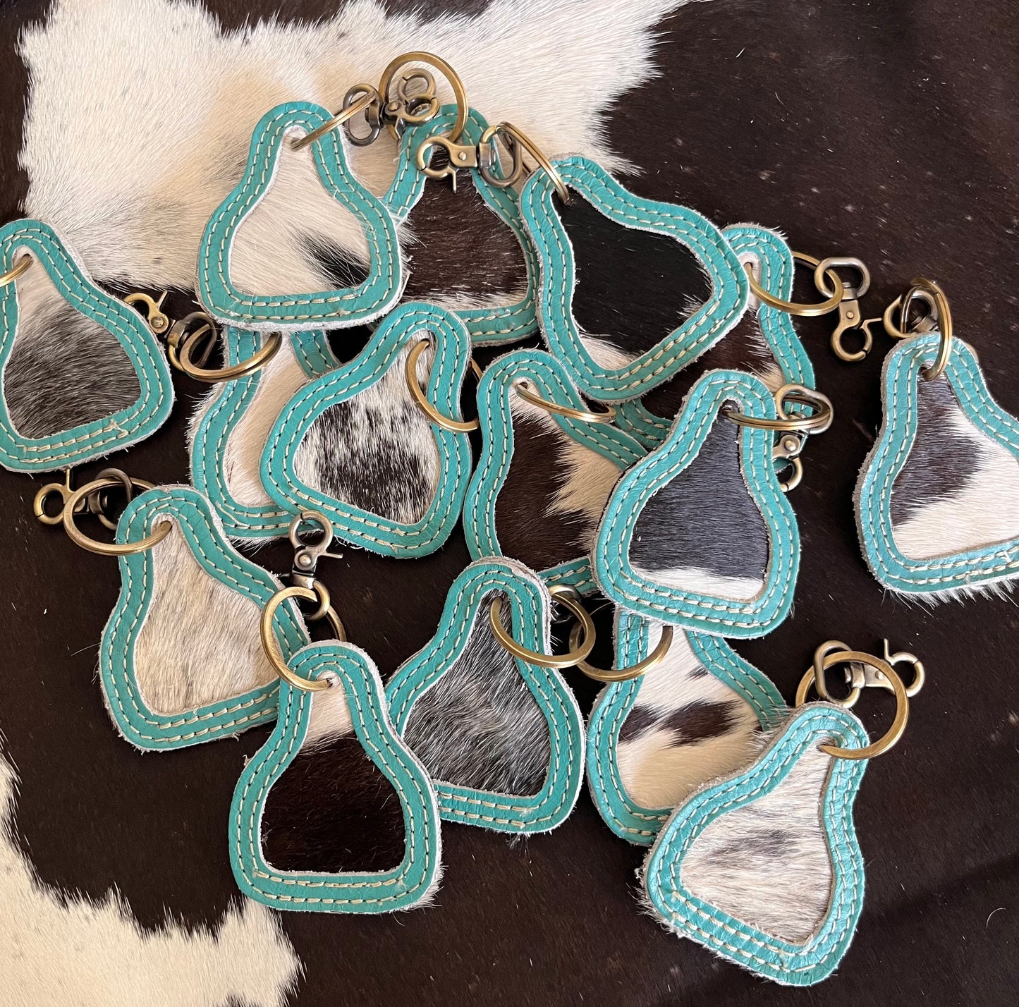 Cowhide Stitched Keychain