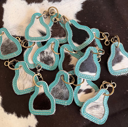 Cowhide Stitched Keychain