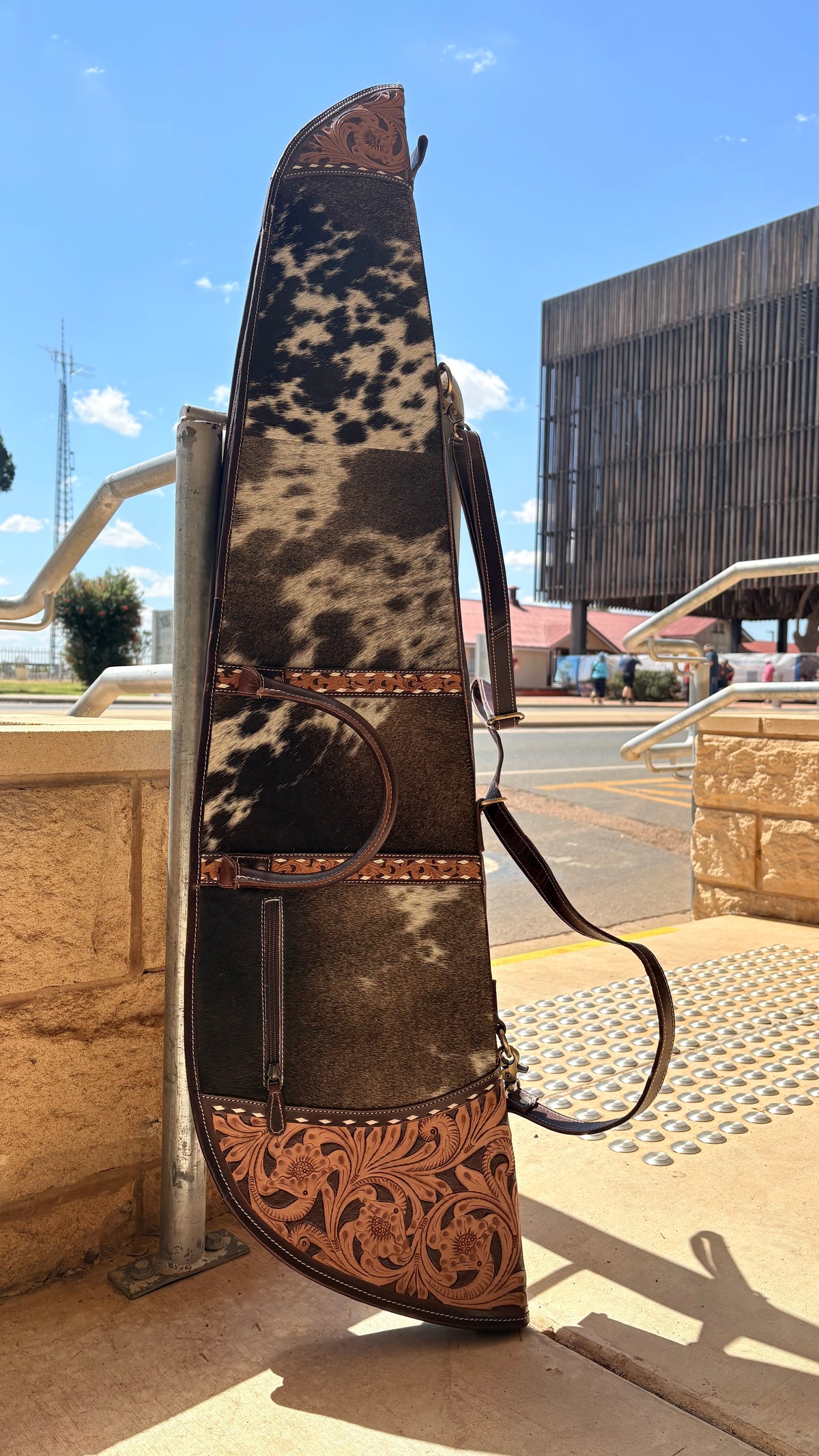 Tooled Leather & Cowhide Rifle Case
