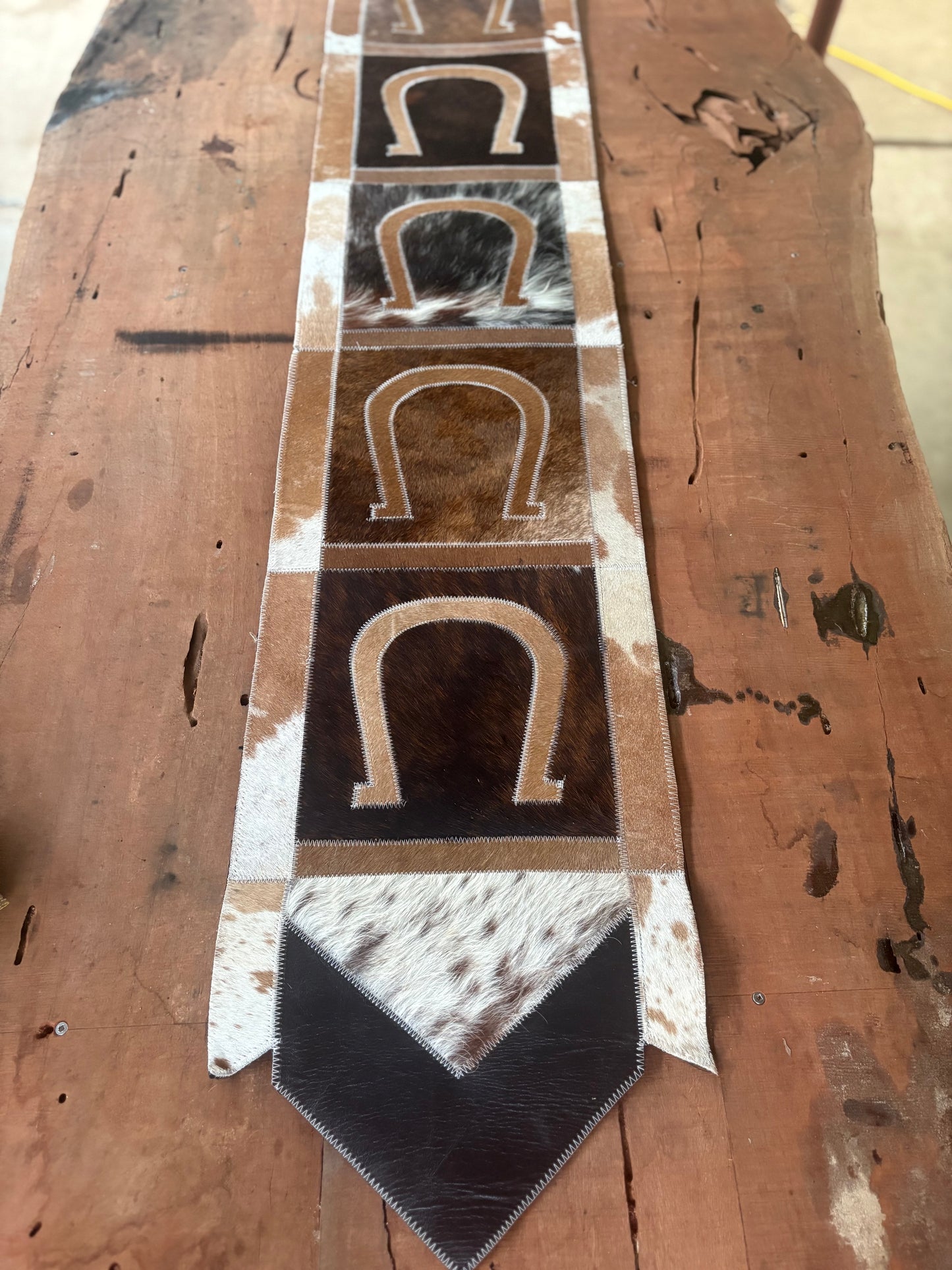 Horseshoe Cowhide Table Runner