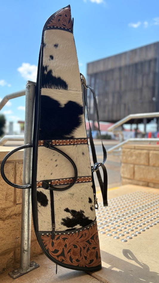 Tooled Leather & Cowhide Rifle Case
