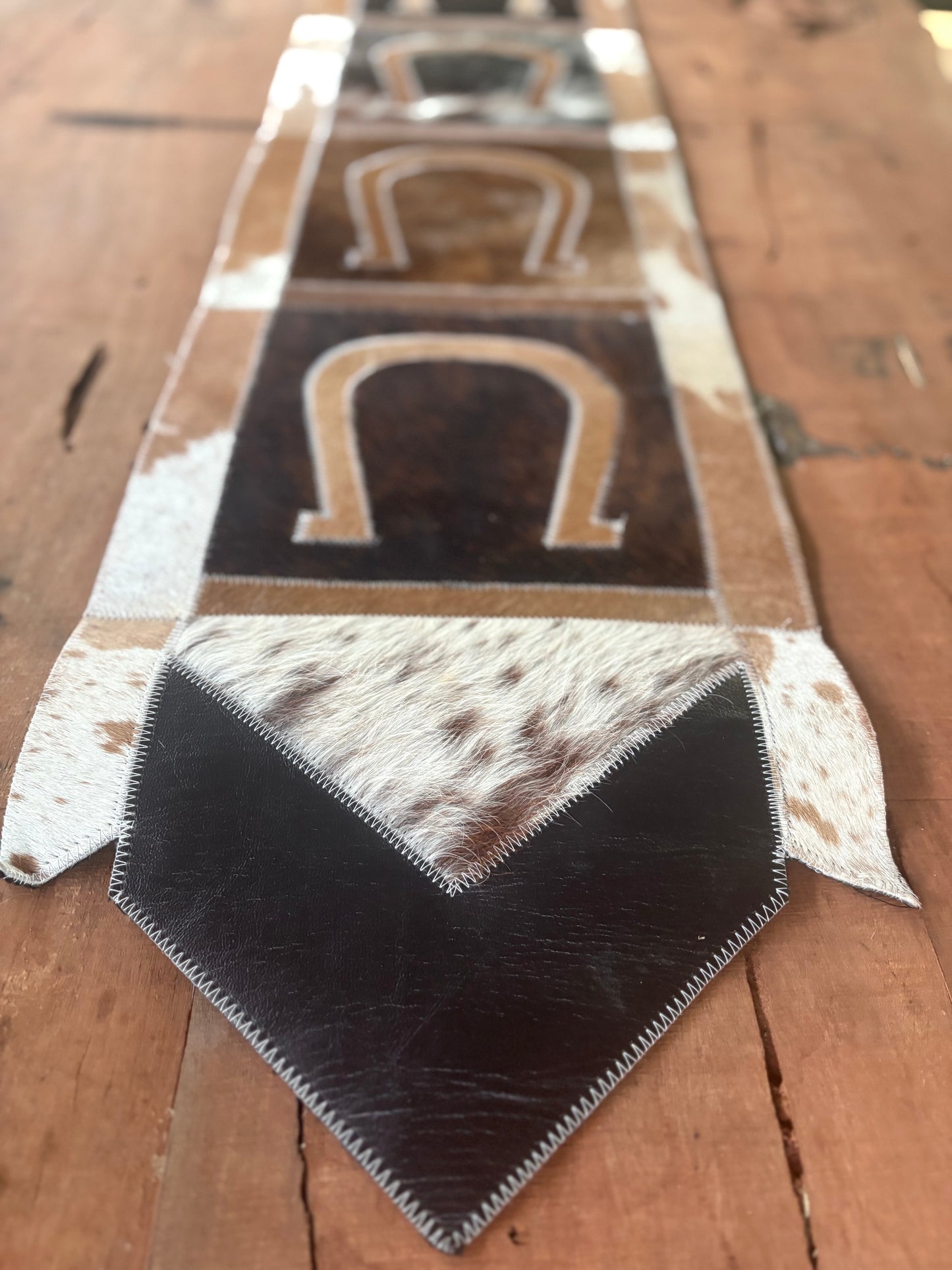 Horseshoe Cowhide Table Runner