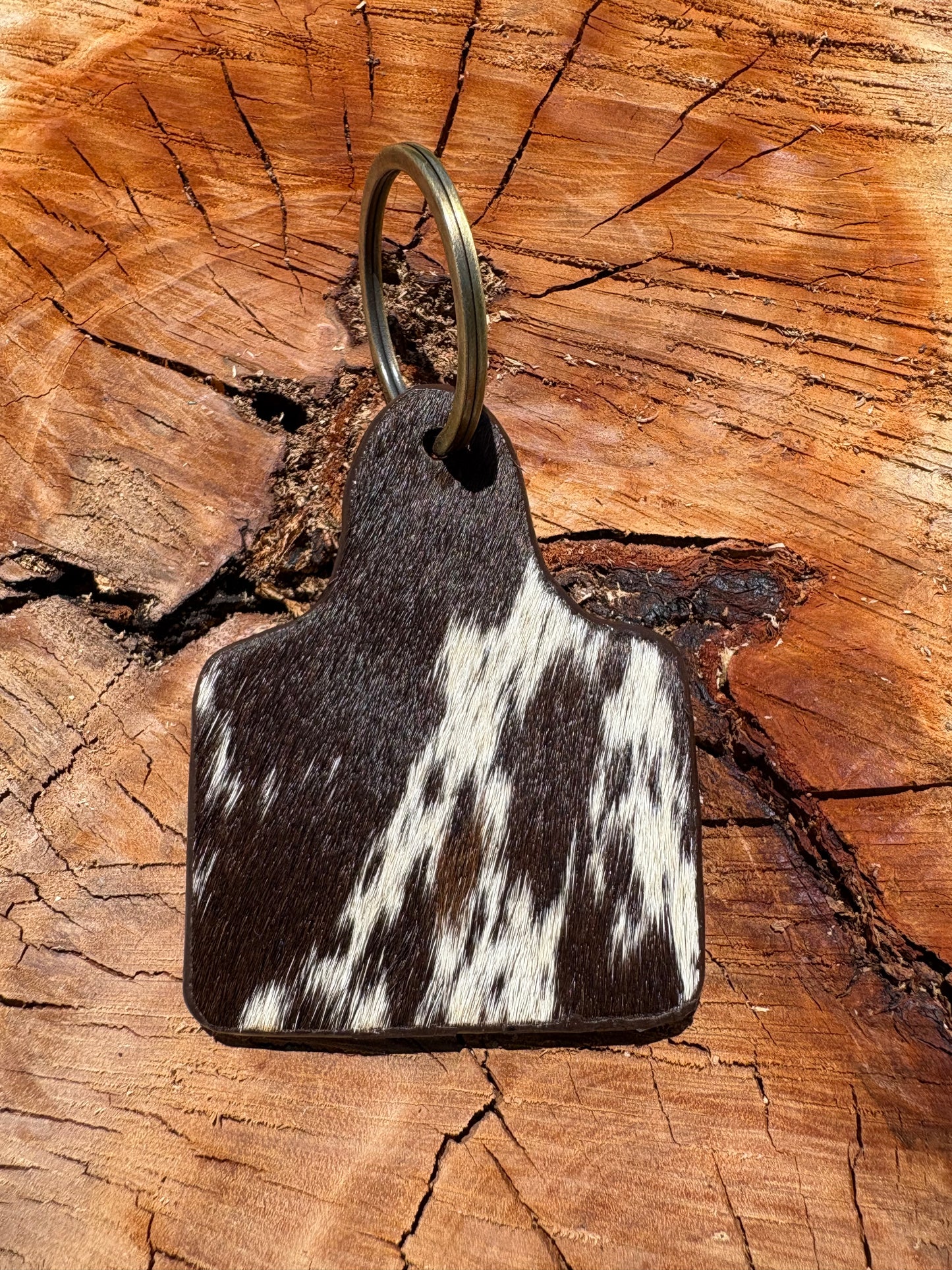 Cowhide & Tooled leather Keychain