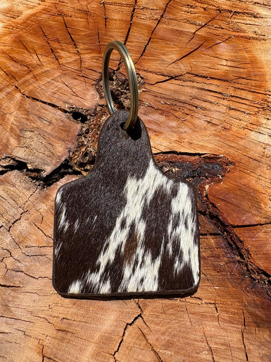 Cowhide & Tooled leather Keychain