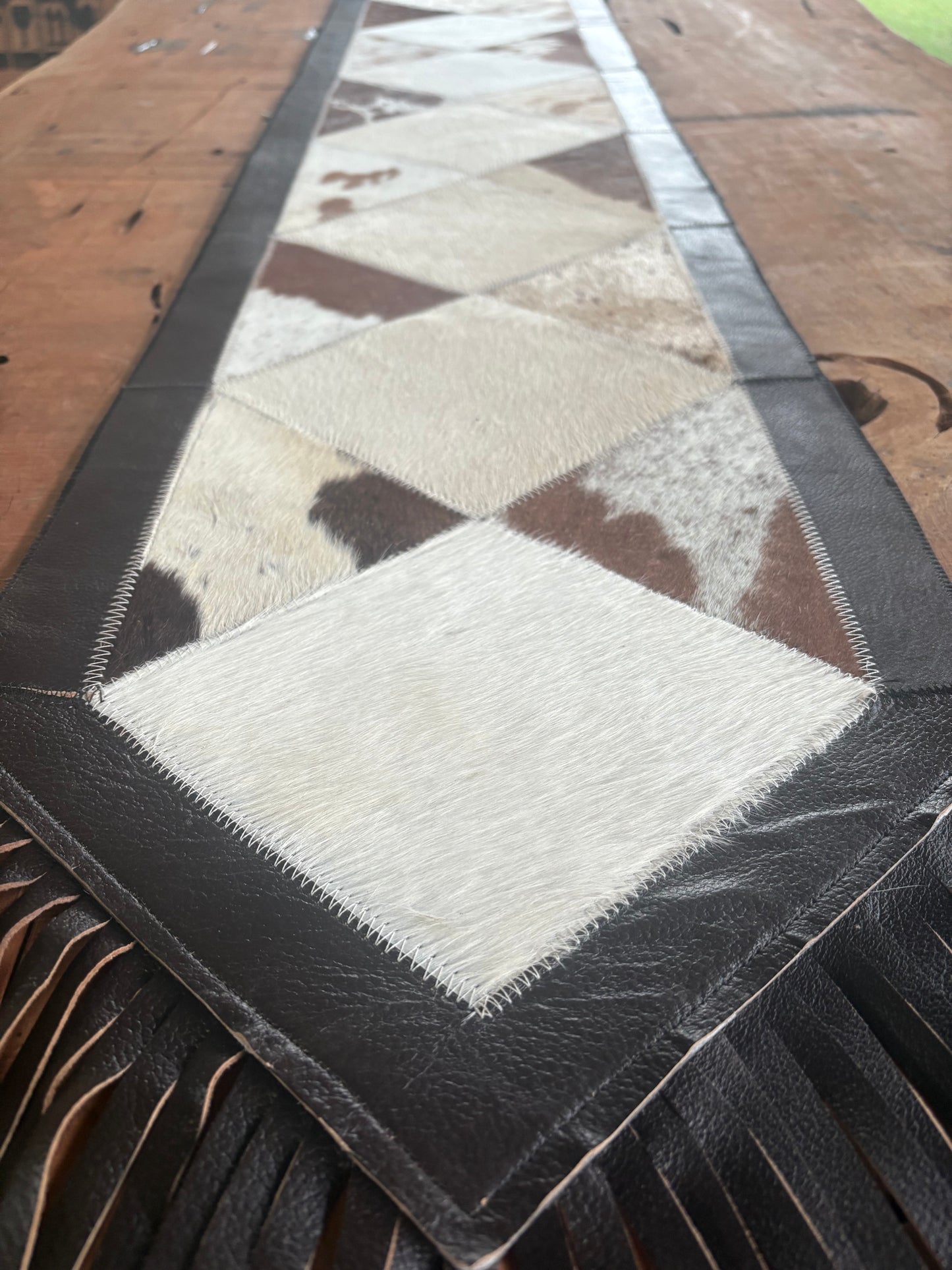 Diamond Cowhide Table Runner