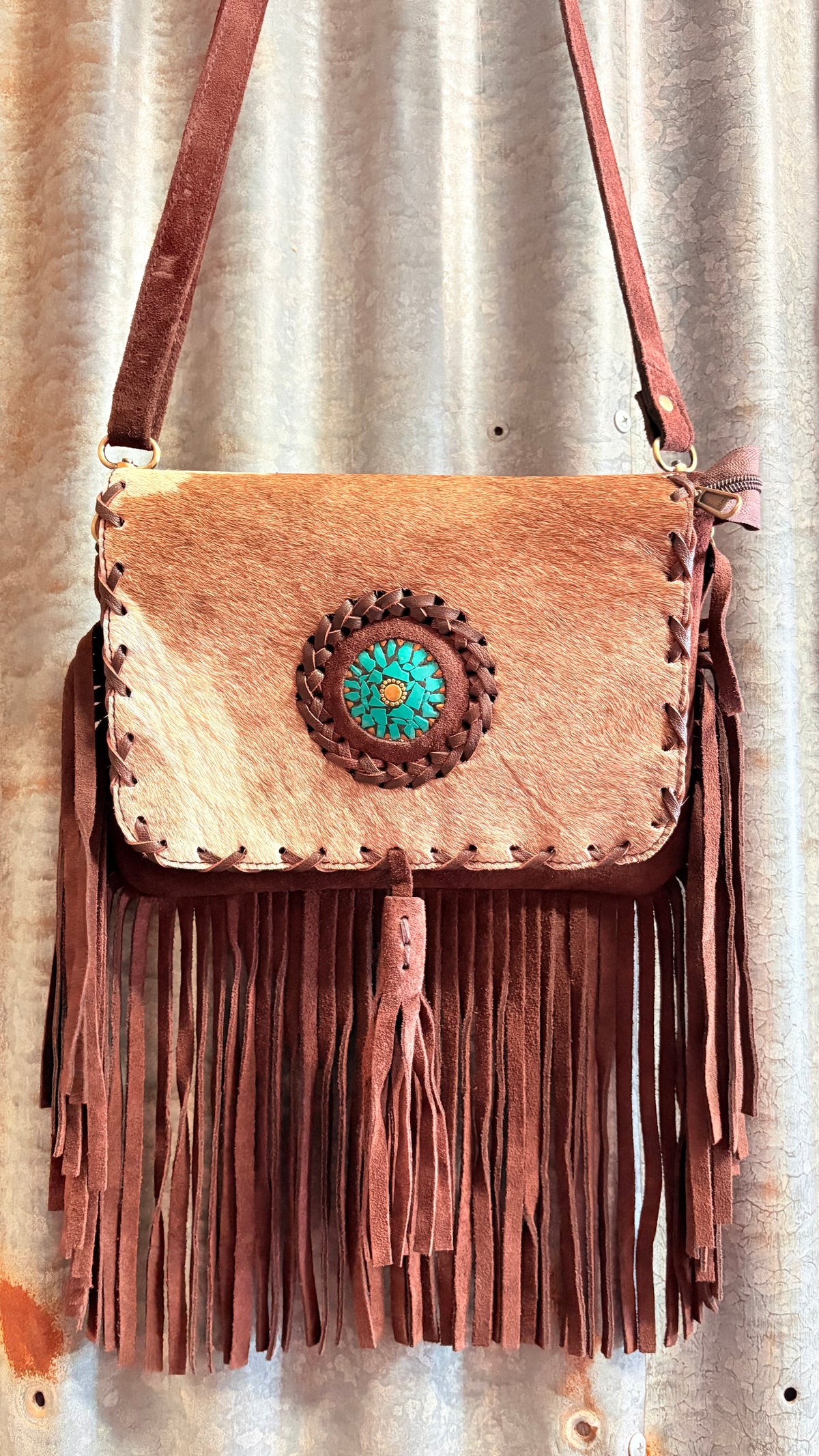 Cowhide Fringe Crossbody