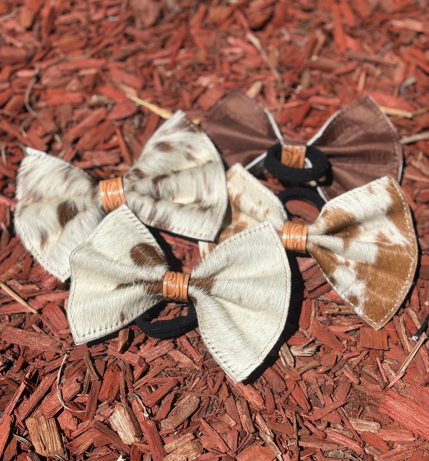 Cowhide Bow Hair Tie