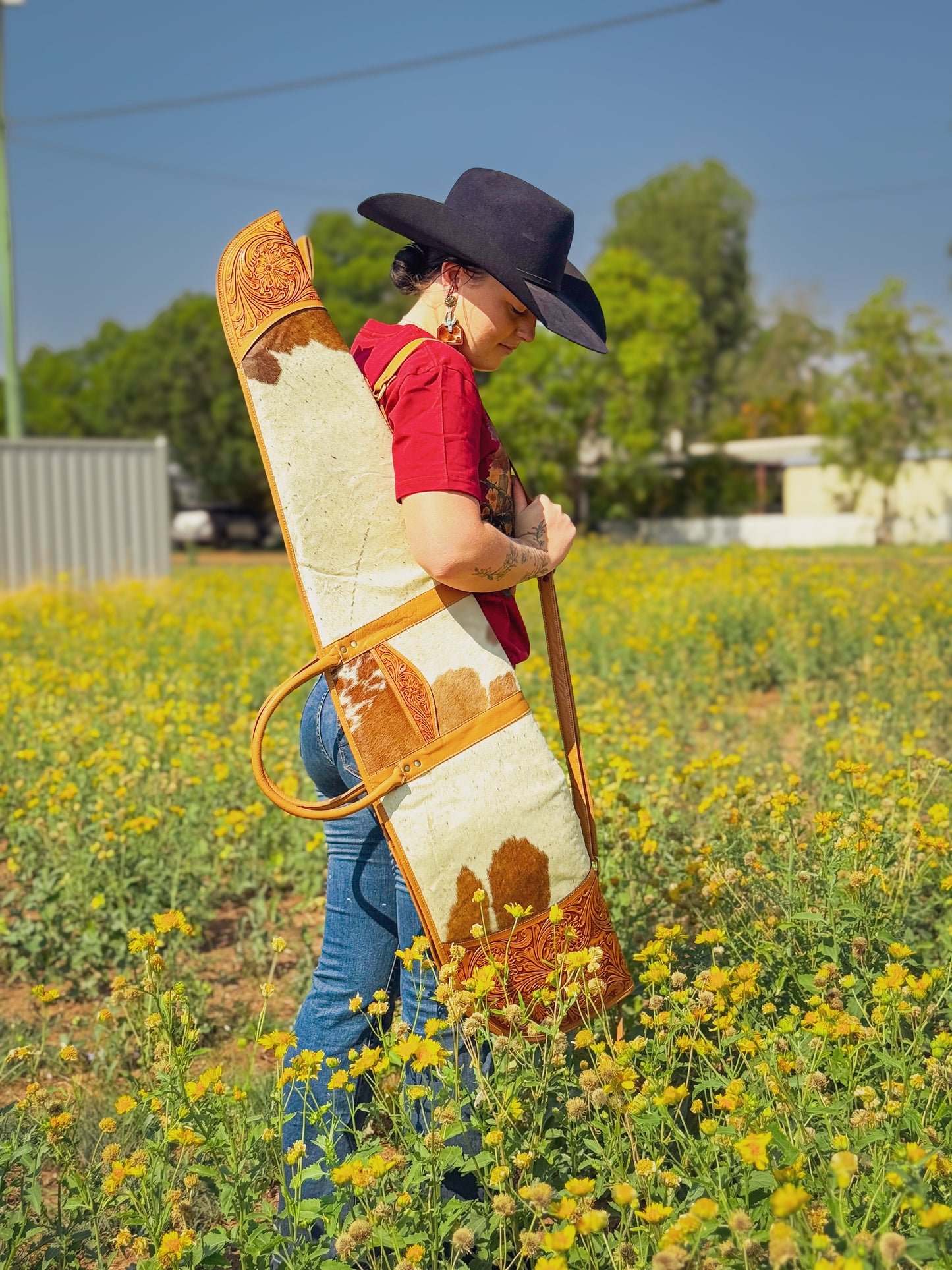 Large Tooled Leather Rifle Case