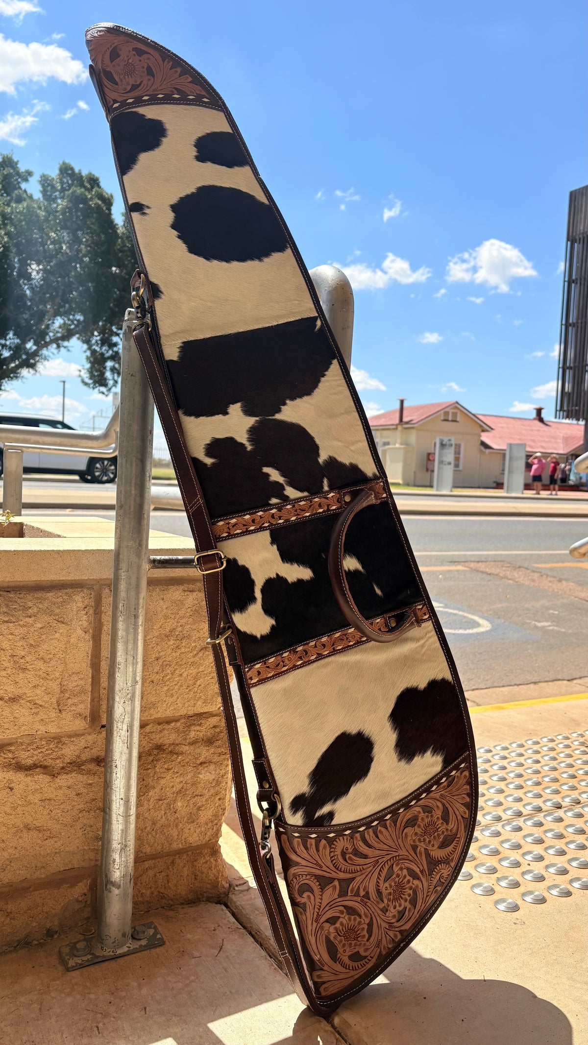 Tooled Leather & Cowhide Rifle Case