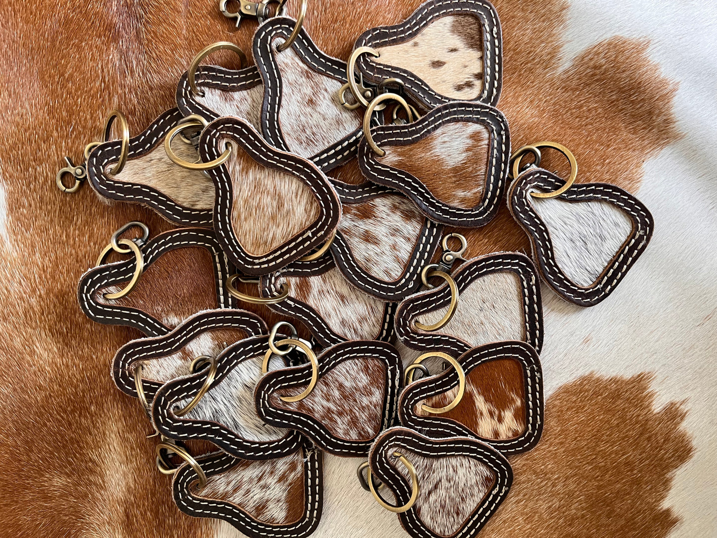 Cowhide Stitched Keychain