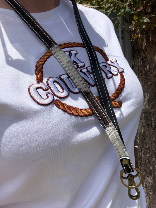 Monochrome Cowhide Lanyard