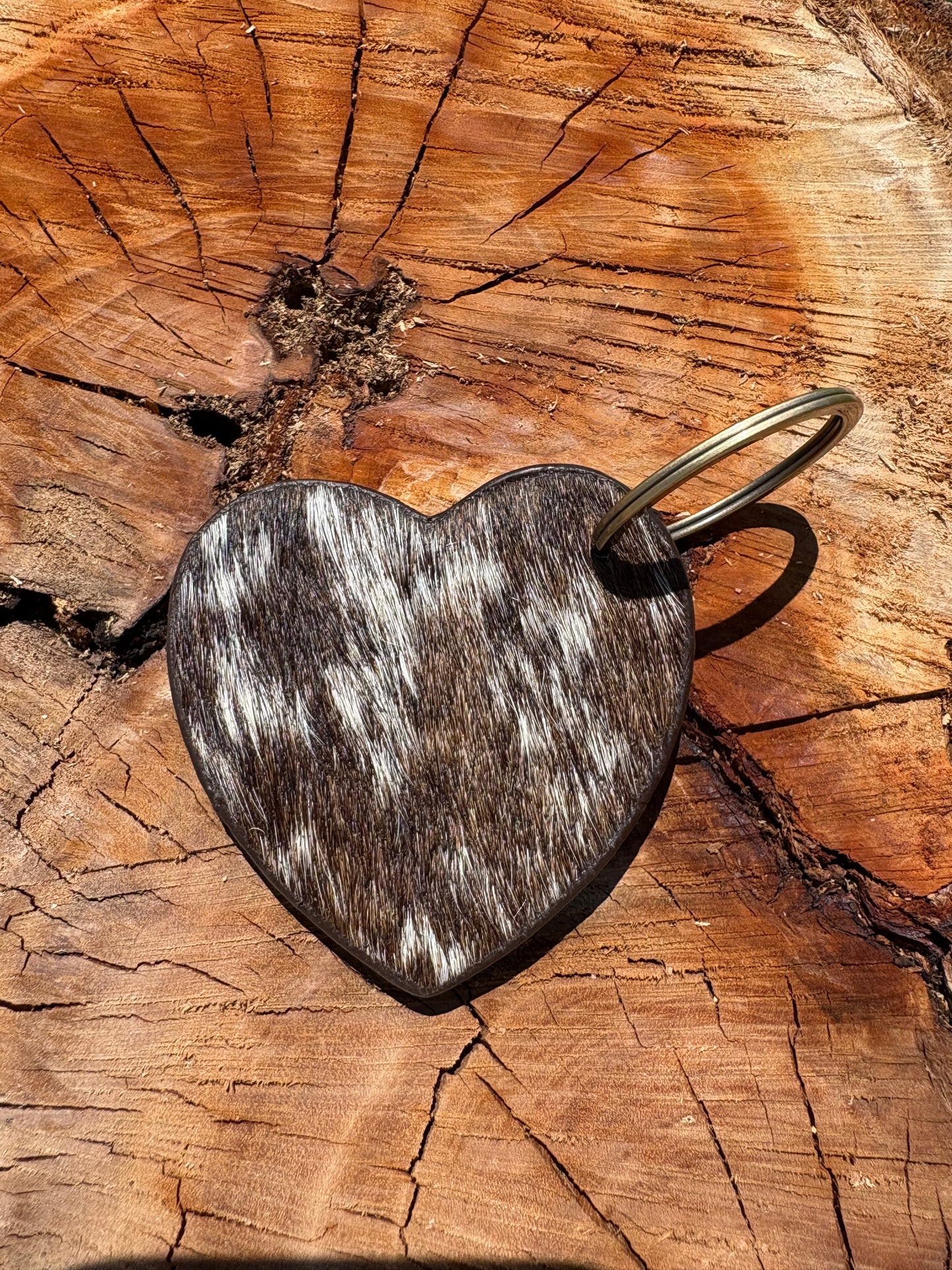 Heart Cowhide & Tooled leather Keychain