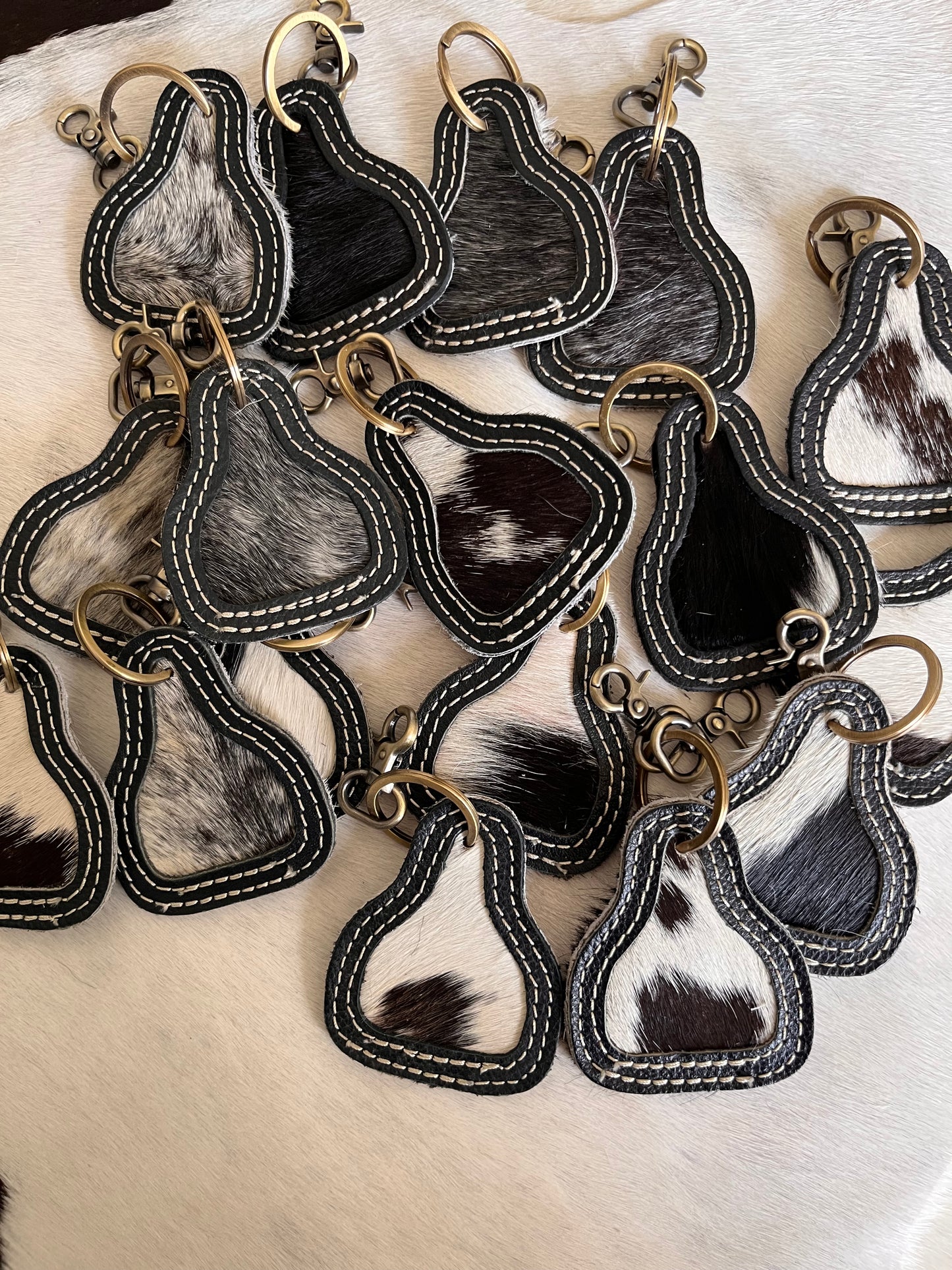 Cowhide Stitched Keychain