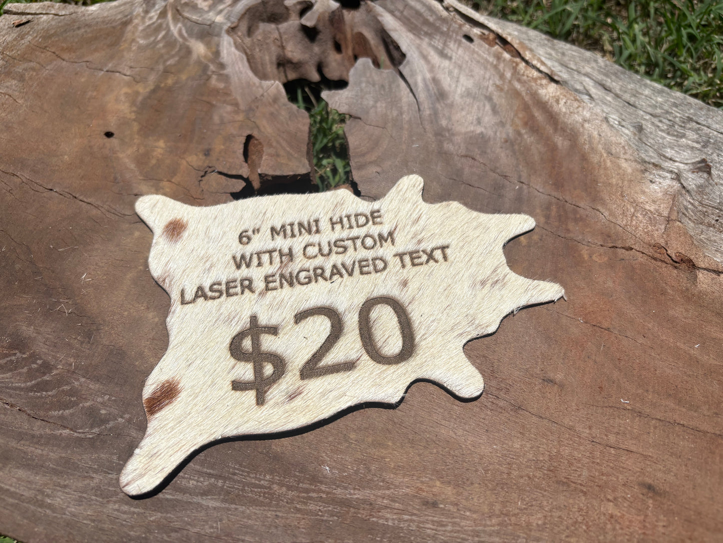 Custom Mini Cowhide (Laser Engraved & Cut)