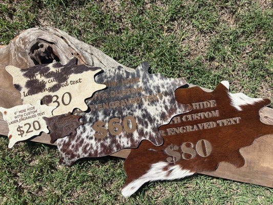 Custom Mini Cowhide (Laser Engraved & Cut)
