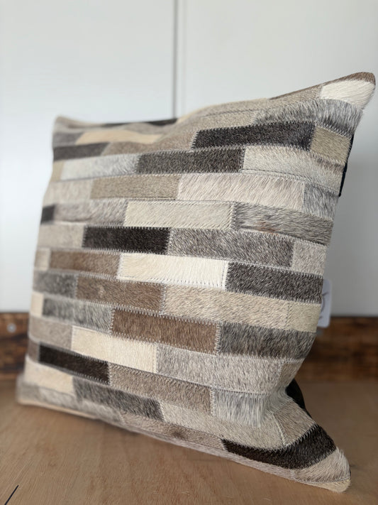 Brickwork Cowhide Cushion Cover (16x16”)