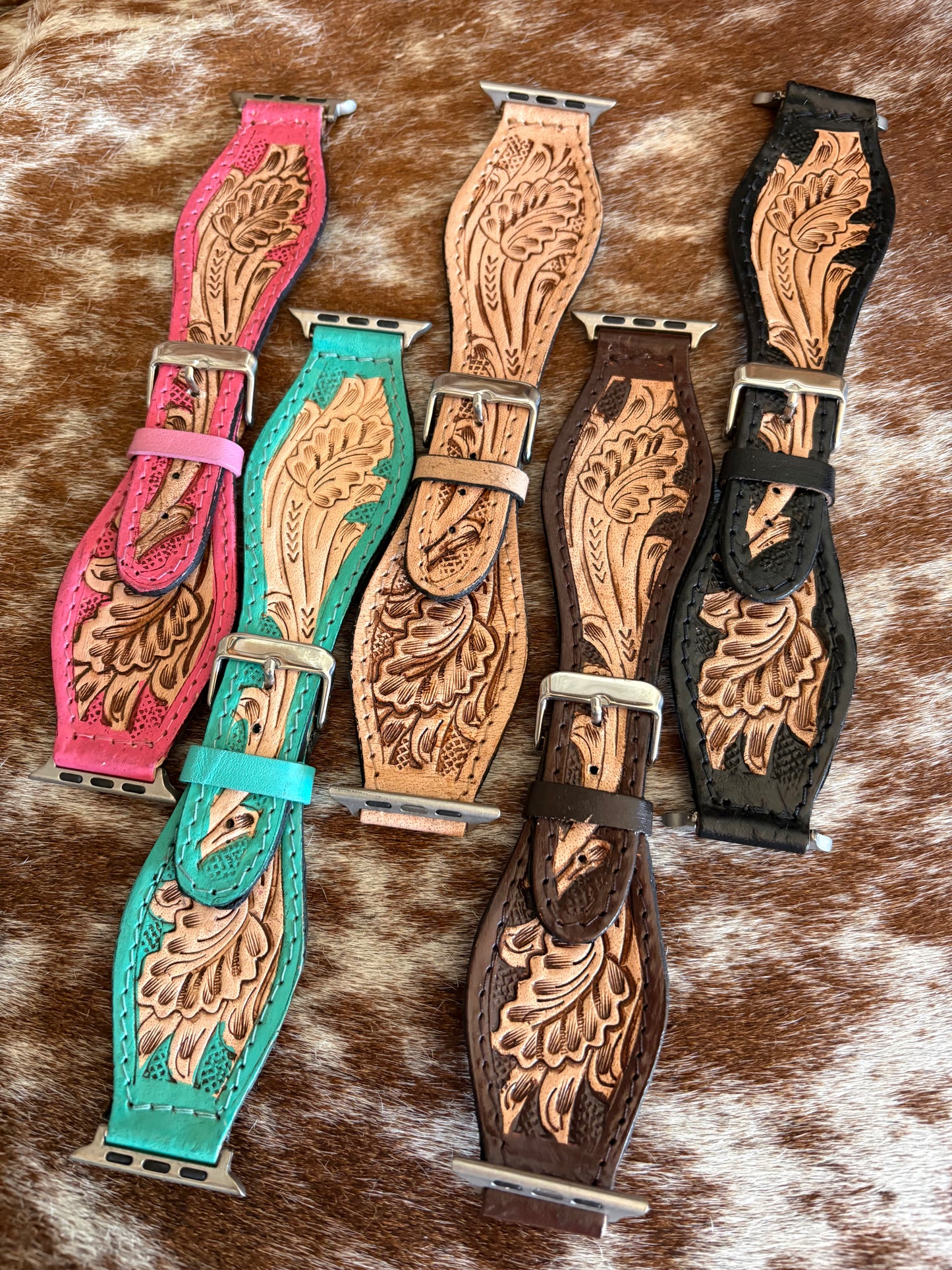 Tooled Leather Apple Watch Band