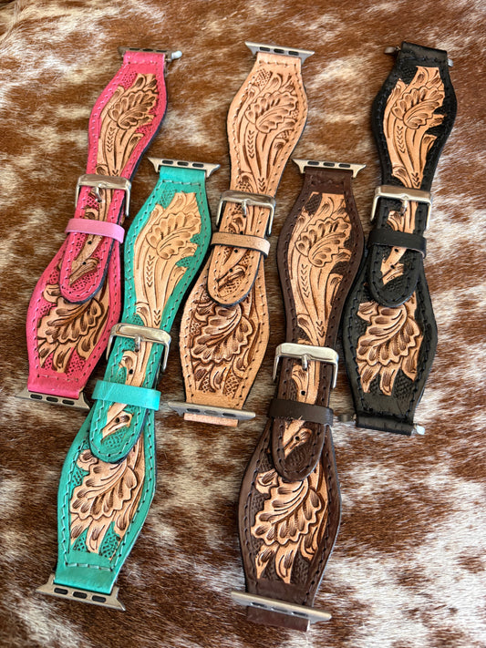 Tooled Leather Apple Watch Band