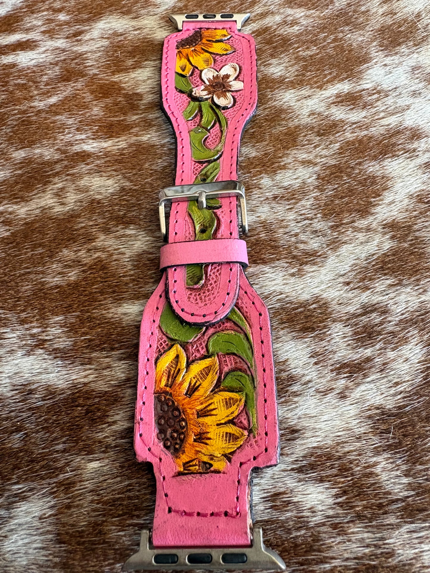 Sunflower Tooled Leather Apple Watch Band